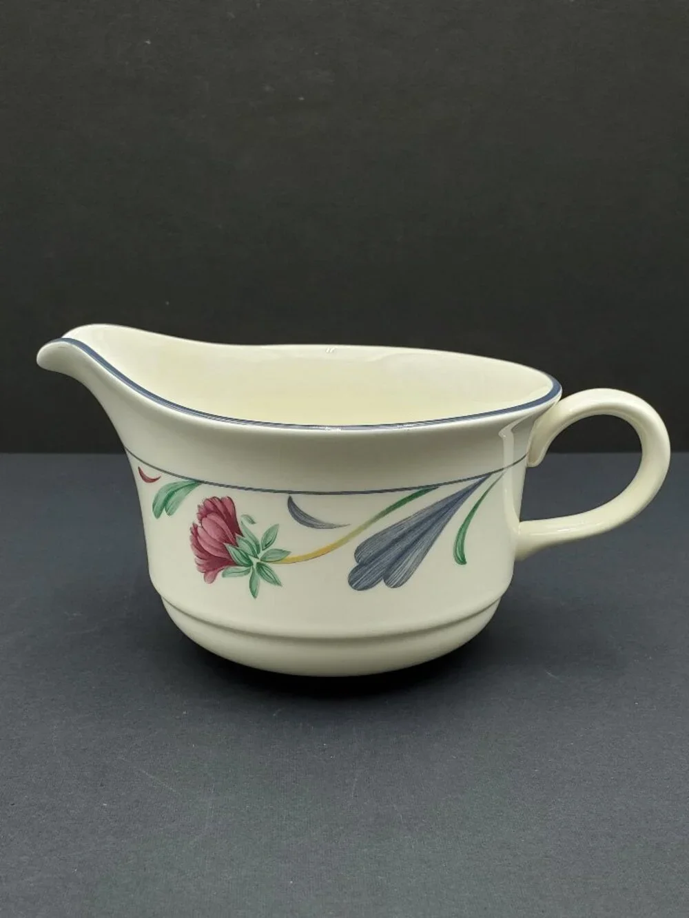Lenox Poppies on Blue Open Sauce Boat Chinastone Gravy Boat Large Creamer